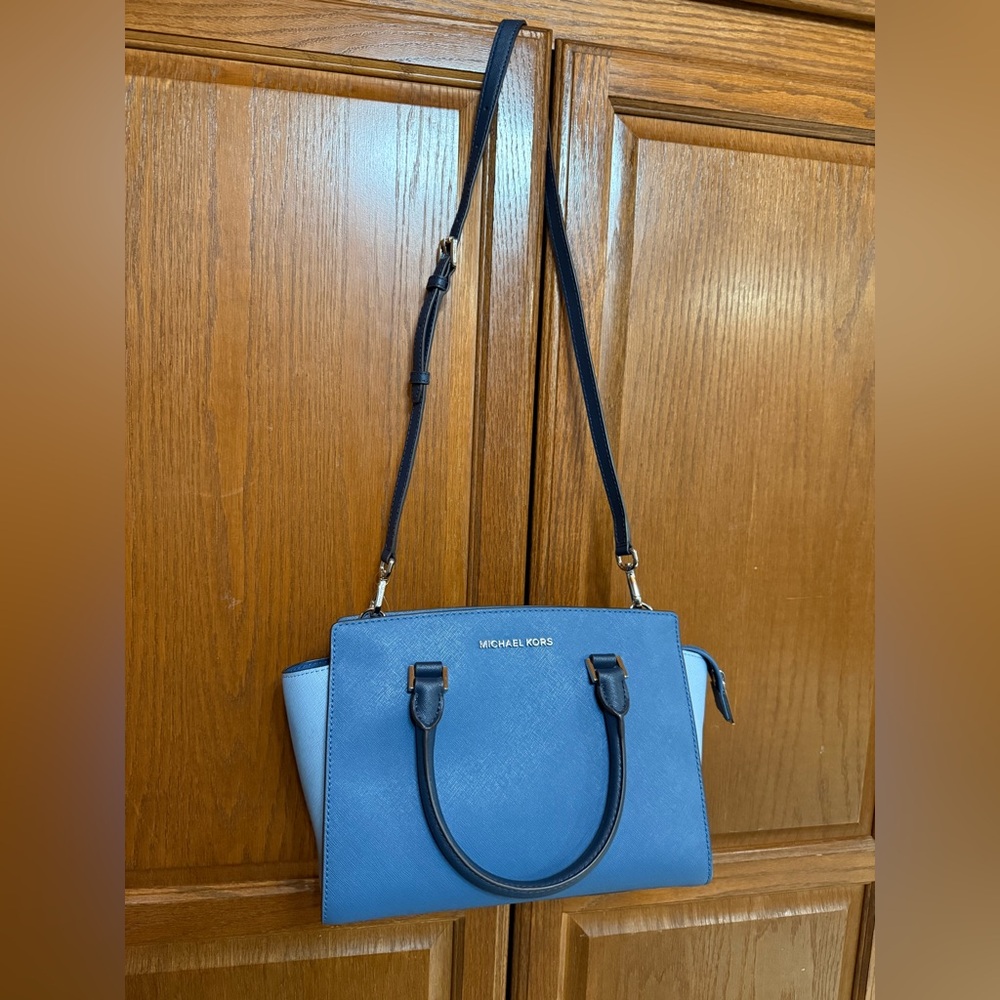 Michael Kors Two-Tone Blue Satchel & matching wallet